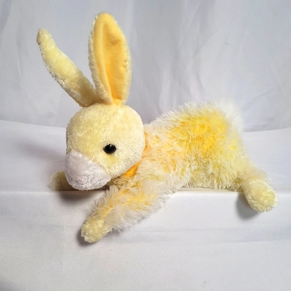 Yellow Bunny Rabbit Plush Animal Toy With Yellow Plaid Bow Laying Walmart 13